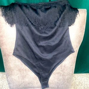 Black Fringe Body Suit
